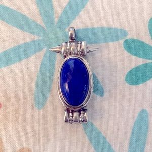 Lapis and sterling silver poison pendant